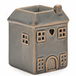 Widdop & Co ceramic house shaped wax melt burner with chimney and window cutouts