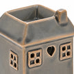 Widdop & Co grey ceramic house shaped wax melt burner, detailed view