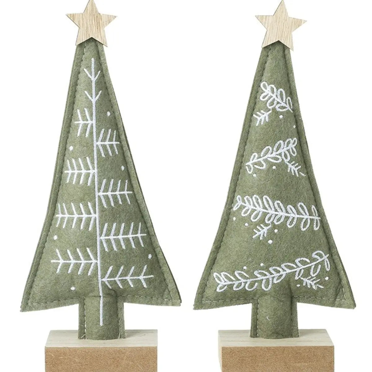 Sage Green Felt Christmas Tree With Wood Star, alternate product detail