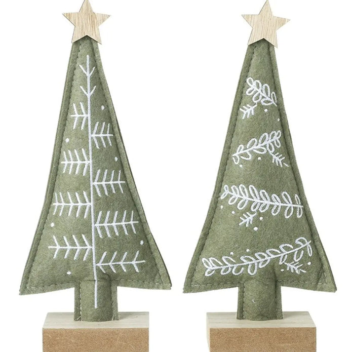 Sage Green Felt Christmas Tree With Wood Star, alternate product detail