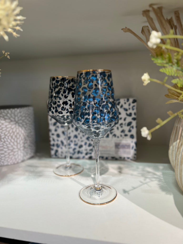 Frida Leopard Print Wine Glasses - Lulu Loves Home - Drinks & Bar
