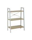 Natural oak veneer ladder shelf unit with three tiers, part of Interiors by Premier furniture collection.