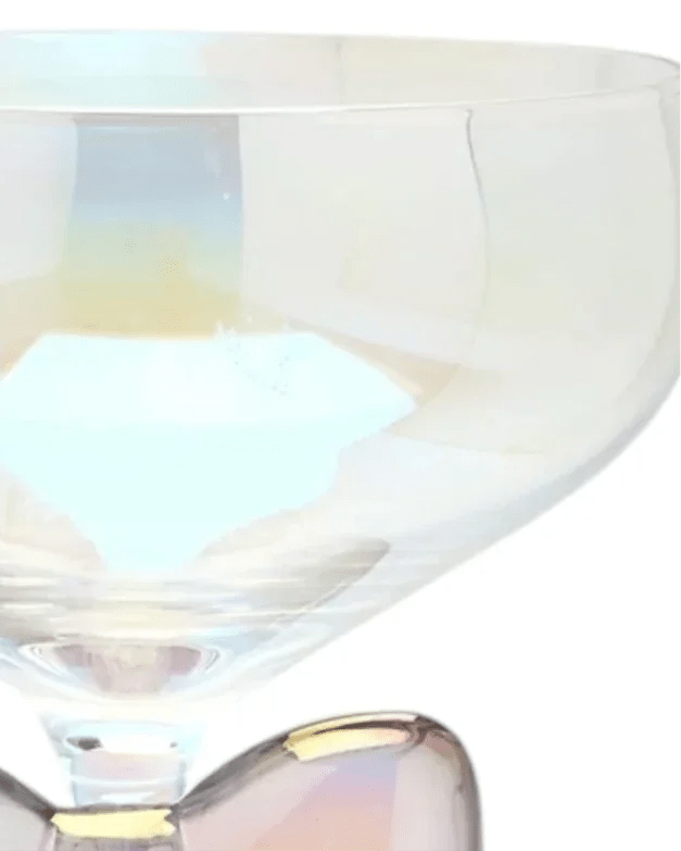 Iridescent Champagne Coupe Glass With a Pink Bow - Kitchen & DiningKitchen & Dining - Lulu Loves Home