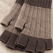 Close-up of the two-tone rib knit fingerless glove texture