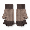 Pair of oatmeal and cappuccino fingerless gloves on white