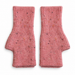 Pair of pink speckle fingerless gloves on white