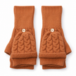 Pair of terracotta flip-top fingerless gloves on white