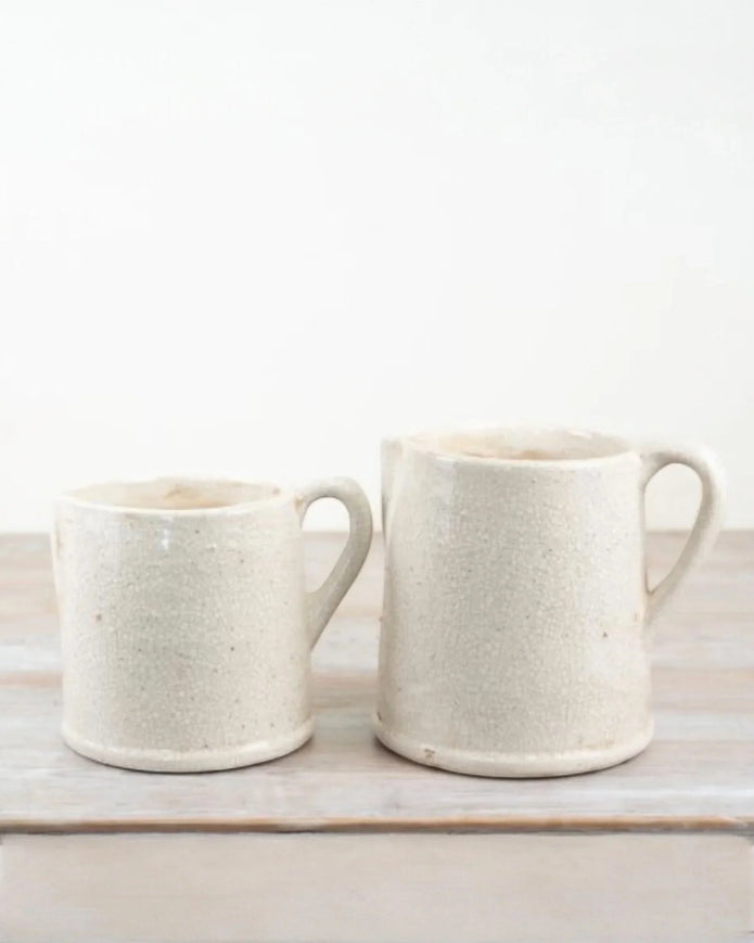 Jolee White Rustic Ceramic Handled Jug Vase - VasesVases - Lulu Loves Home