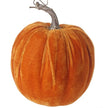 Small orange velvet pumpkin for autumn decor by Heaven Sends, featuring soft plush fabric and detailed stitching.