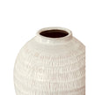 Kemi Olpe white glazed vase by Hill Interiors, showing a smooth, glossy ceramic surface with a rounded shape and wide opening.