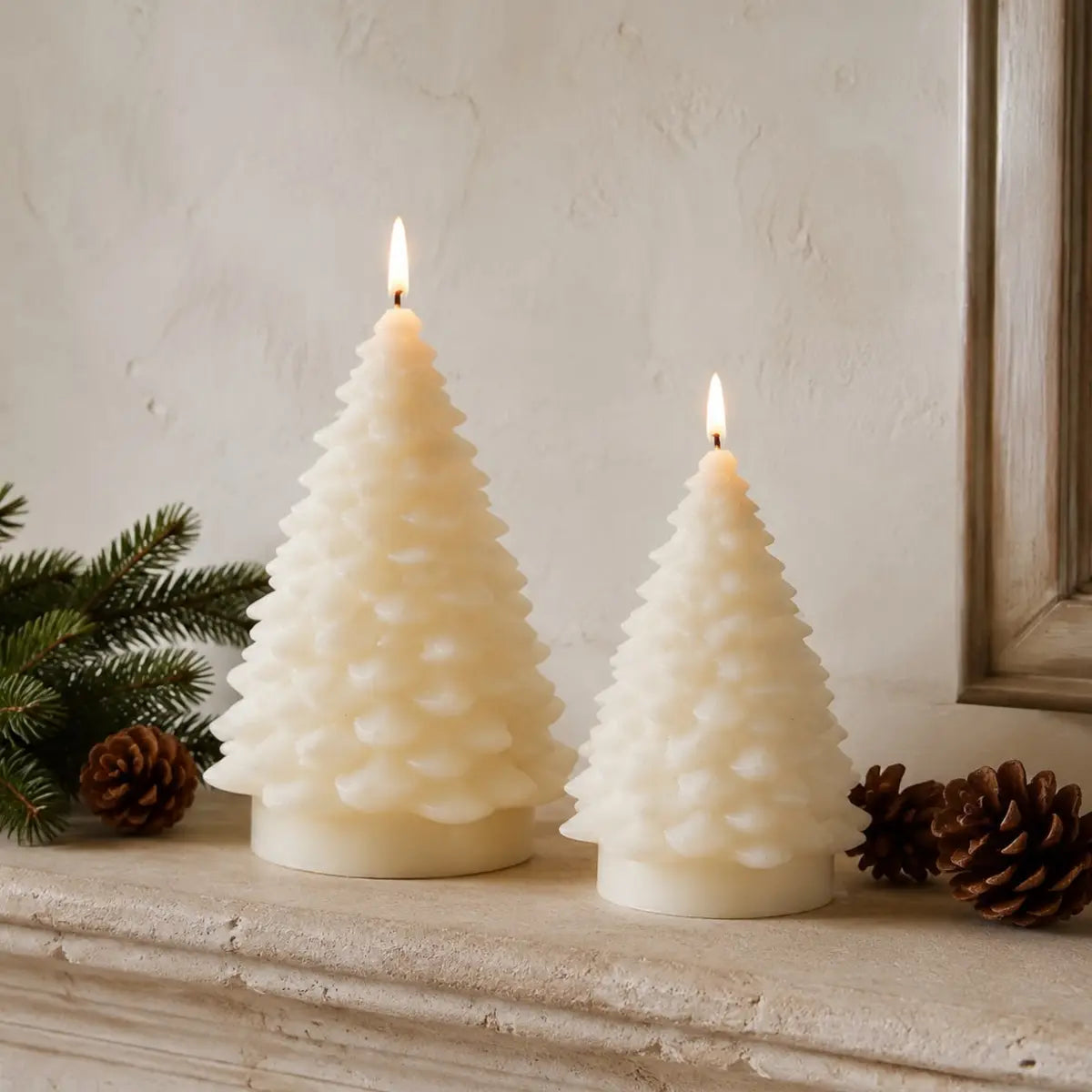 LED Light Up White Christmas Tree Candle, close-up product detail