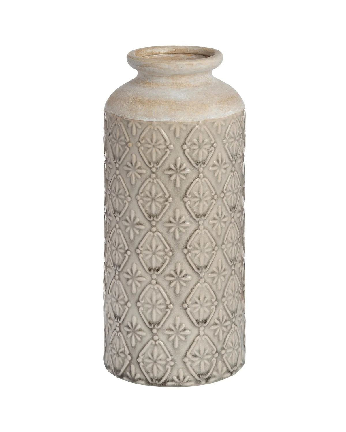 Large Beige Ceramic Patterned Nero Vase - VasesVases - Lulu Loves Home