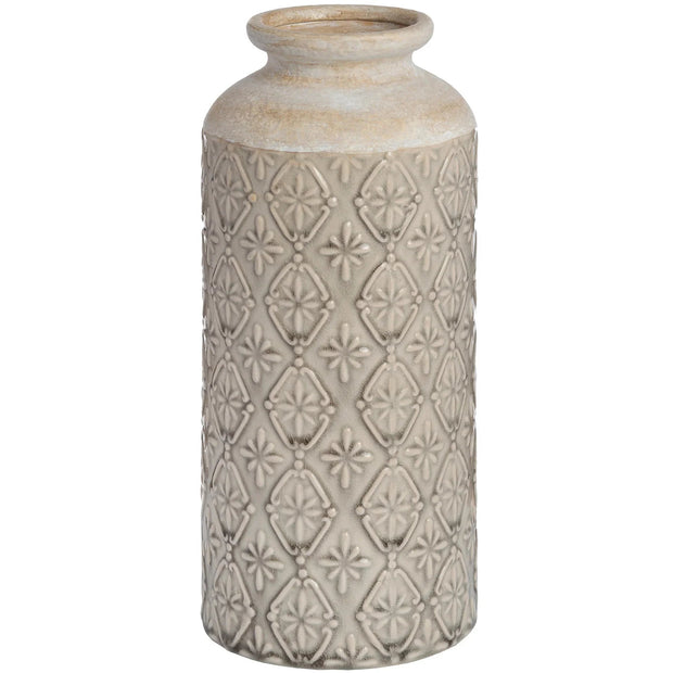 Large Beige Ceramic Patterned Nero Vase - VasesVases - Lulu Loves Home