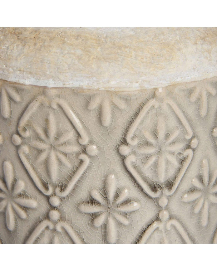 Large Beige Ceramic Patterned Nero Vase - VasesVases - Lulu Loves Home
