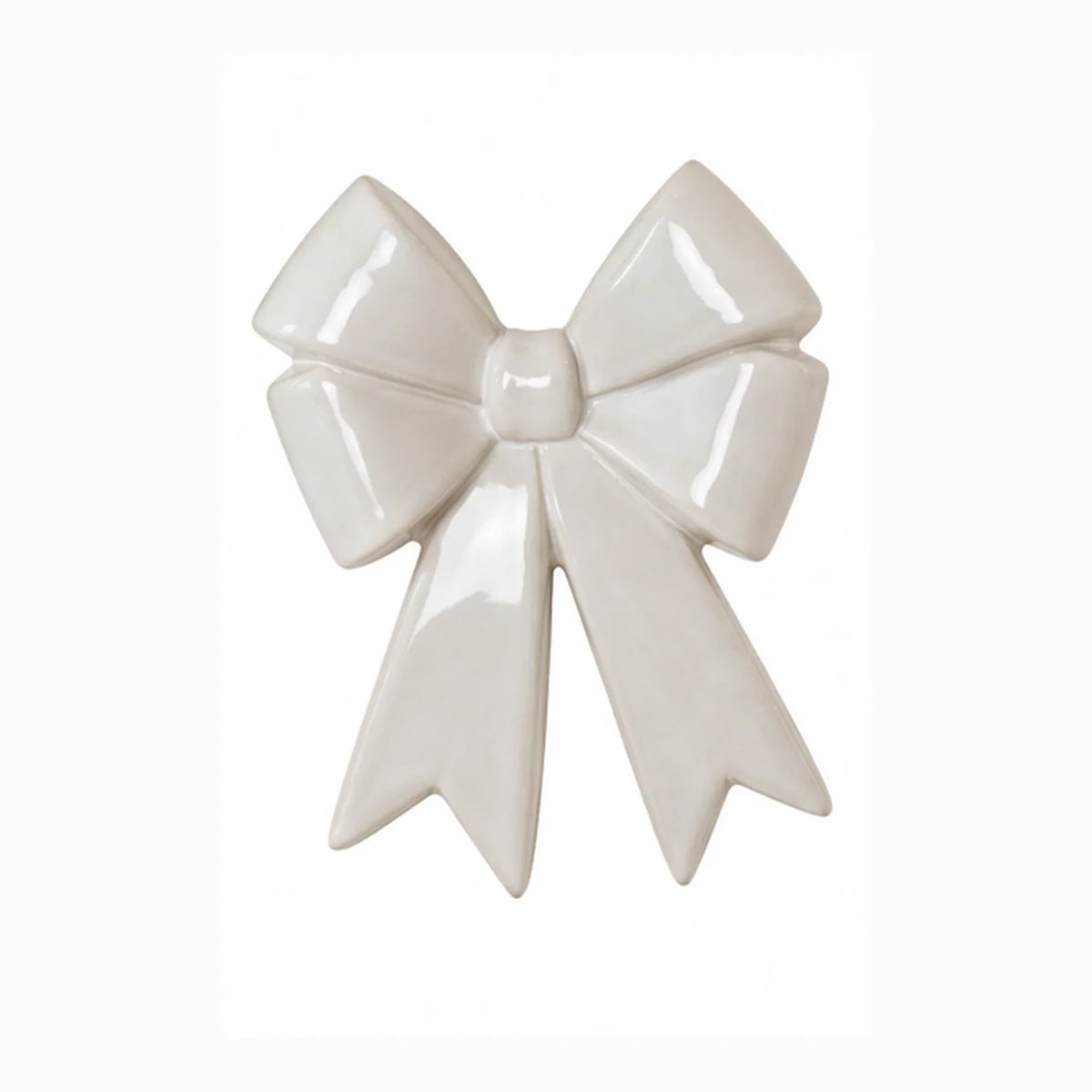 Large white ceramic double bow full front view on clean white studio background