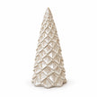 Ivory ceramic pinecone style Christmas tree on a white studio background