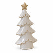 Large glazed ceramic tree with four scalloped tiers and cream star on white background
