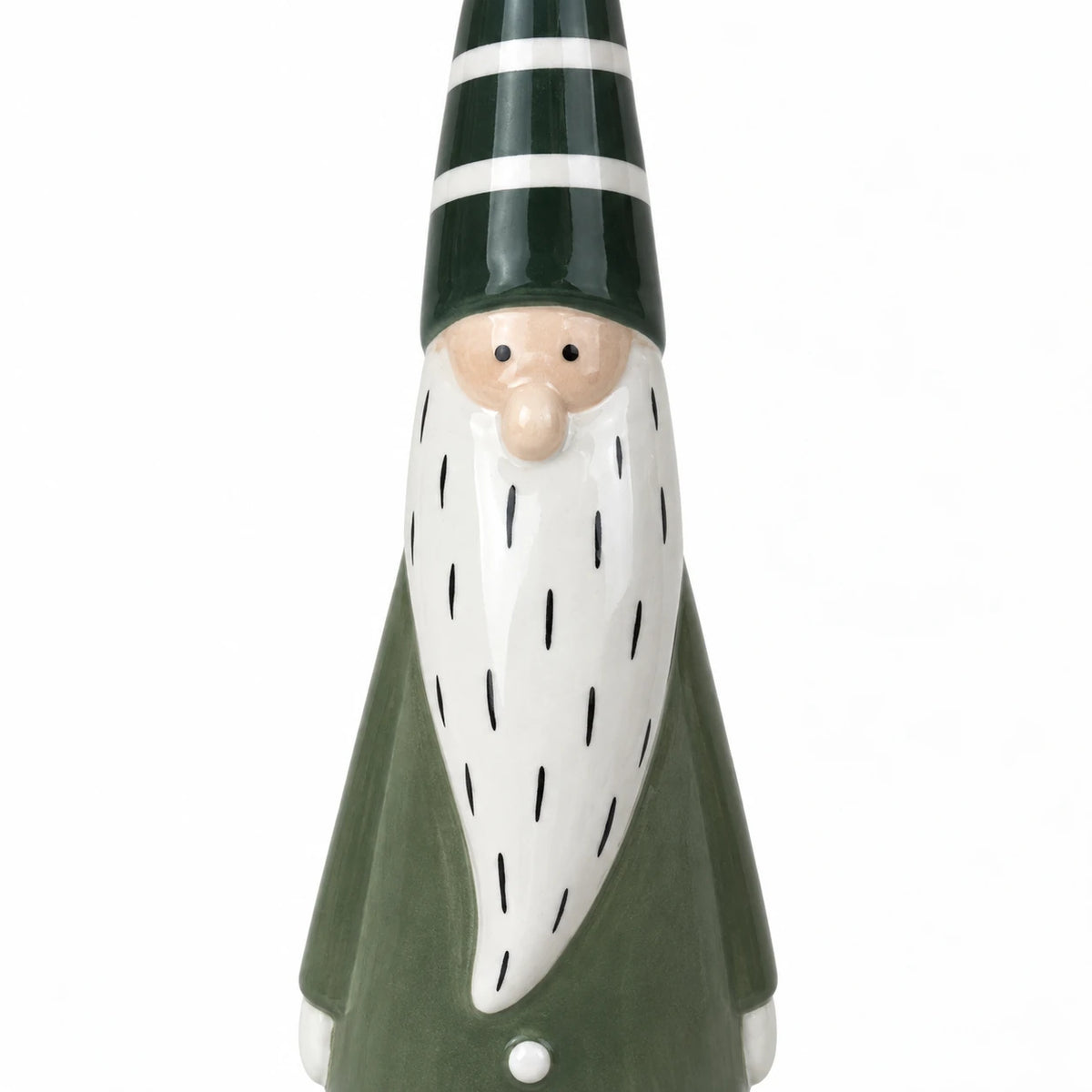 Large green Satchville ceramic Christmas gonk with painted details