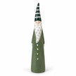 Large green Satchville ceramic Christmas gonk on a white studio background