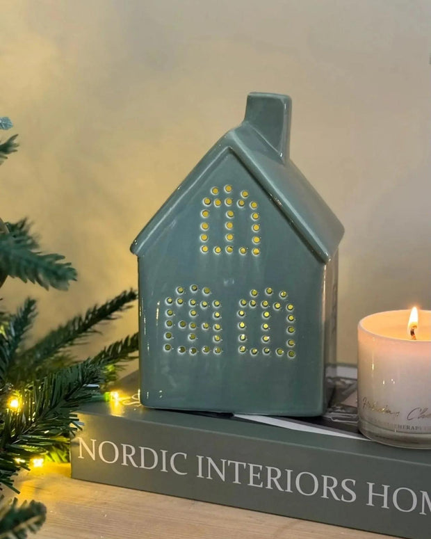 Large Green Ceramic LED Light Up House - Seasonal Decor - ChristmasSeasonal Decor - Christmas - Lulu Loves Home