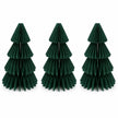 Set of three green medium paper Christmas trees by Satchville, featuring textured paper design on a white background.