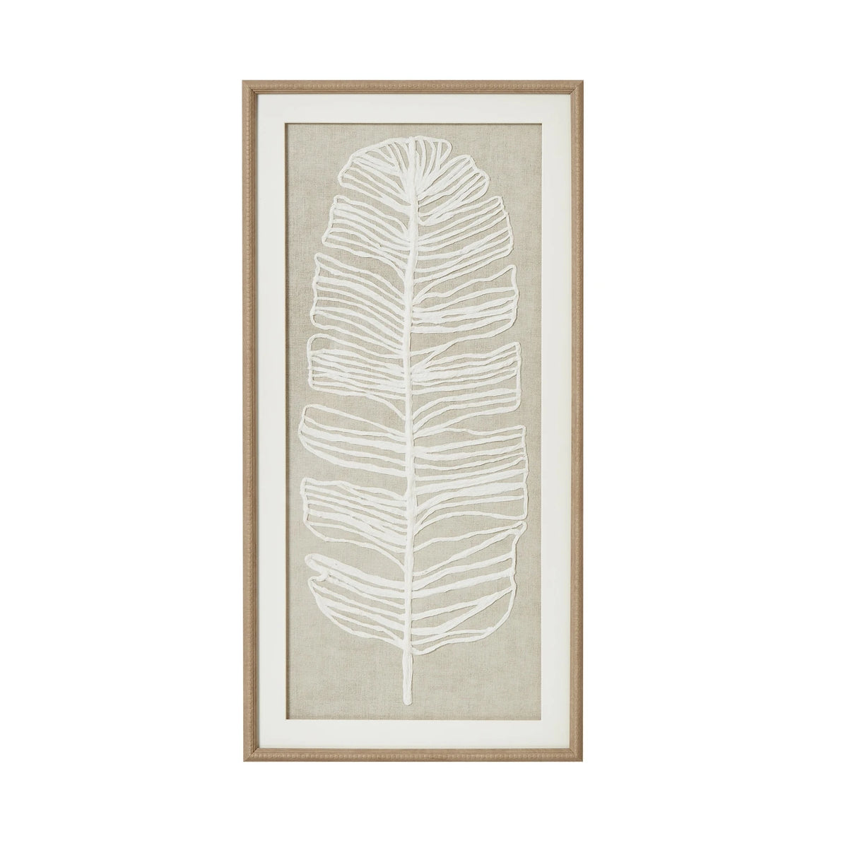 Large wall art featuring a white feather plume in a frame by Hill Interiors, perfect for elegant home decor.