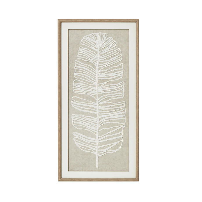 Large wall art featuring a white feather plume in a frame by Hill Interiors, perfect for elegant home decor.