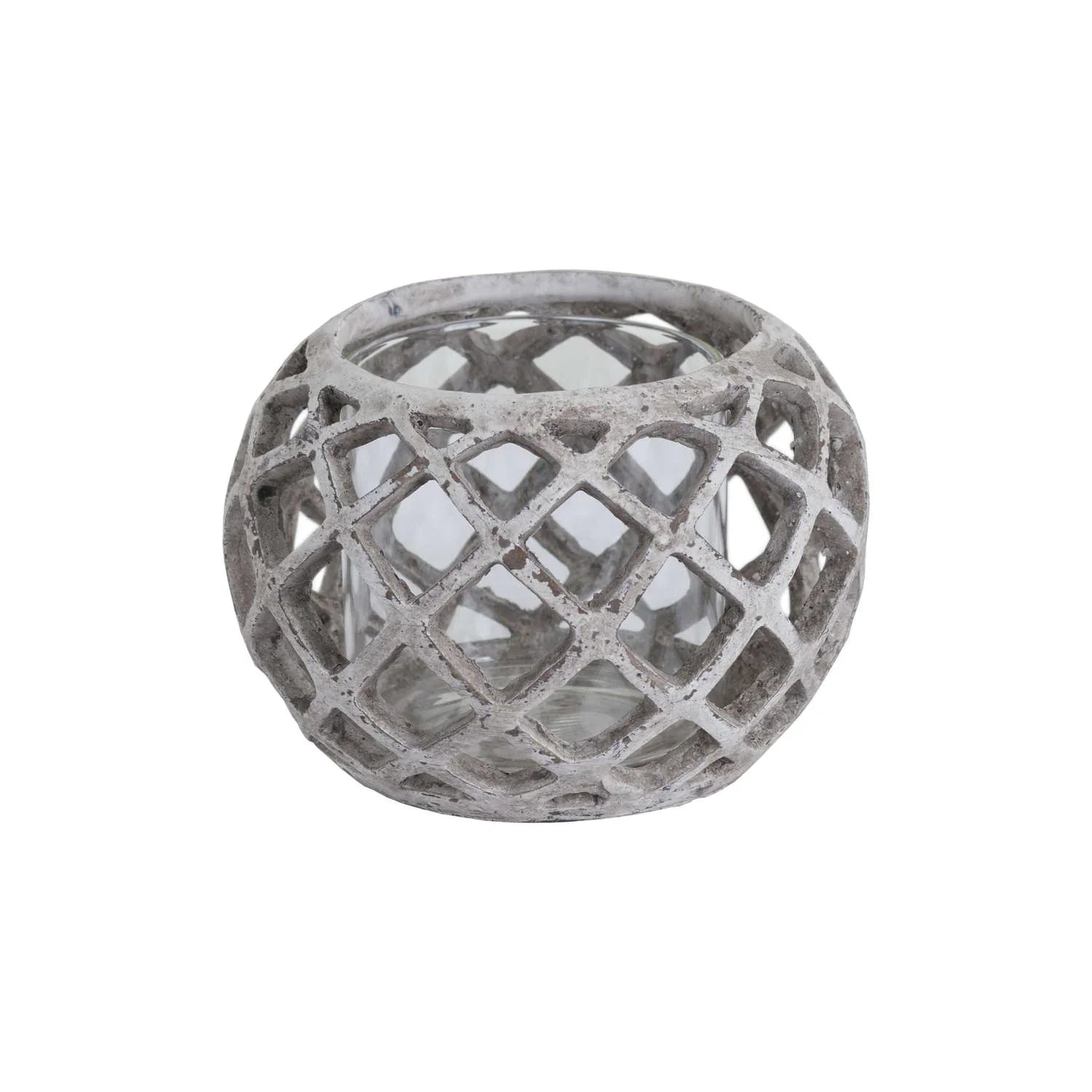 Large Round Ceramic Lattice Hurricane Lantern - Home DecorHome Decor - Lulu Loves Home
