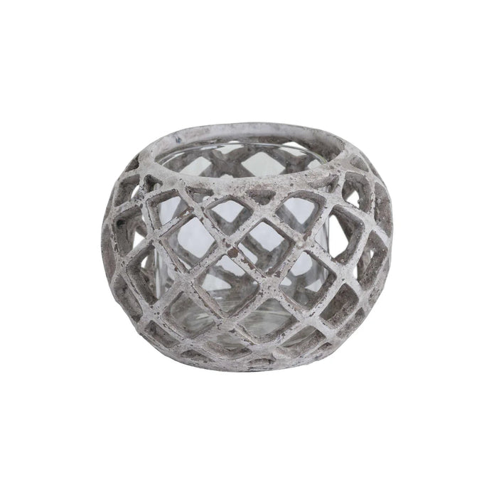 Large Round Ceramic Lattice Hurricane Lantern - Home DecorHome Decor - Lulu Loves Home