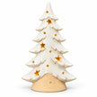 Satchville large white ceramic Christmas tree tea light candle holder close-up