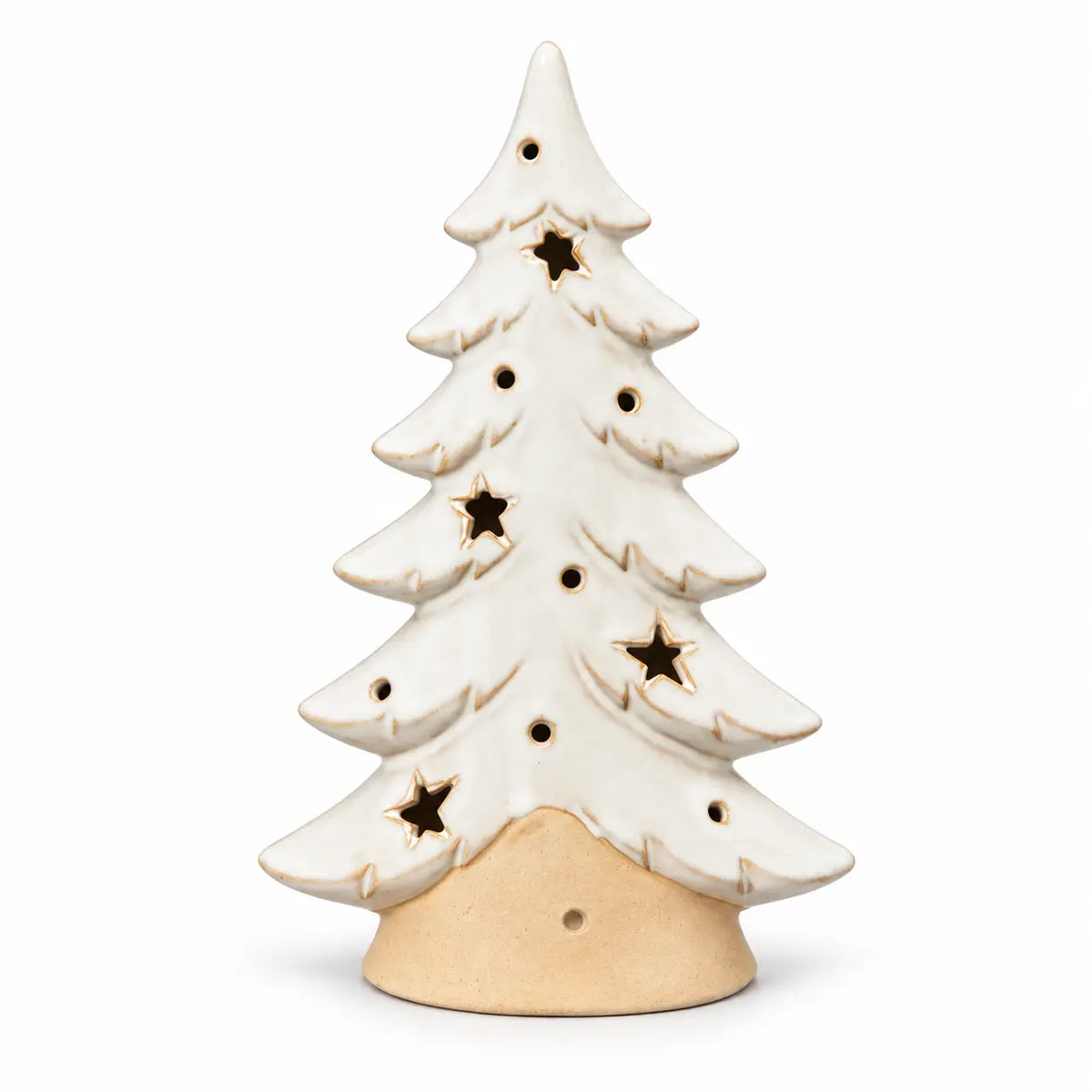 Large white ceramic Christmas tree tea light candle holder by Satchville