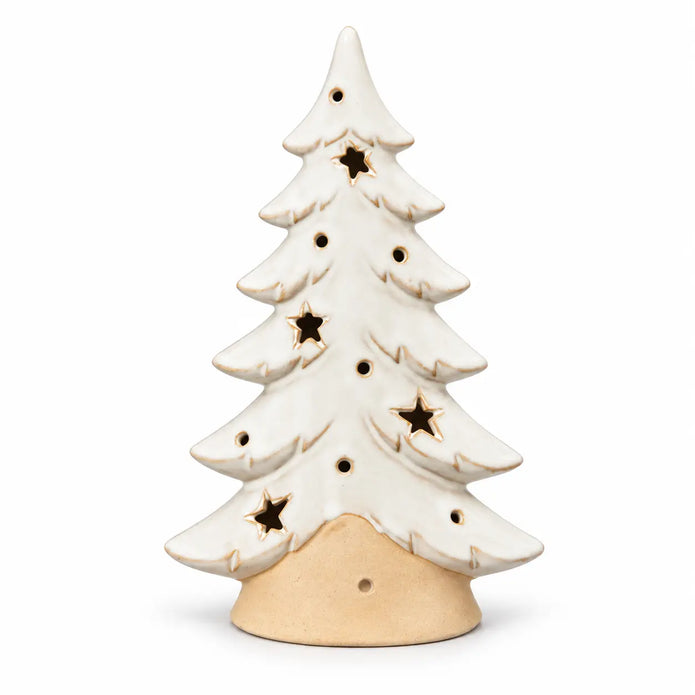 Large white ceramic Christmas tree tea light candle holder by Satchville