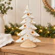 Large white ceramic Christmas tree tea light candle holder by Satchville on a console table