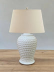 Large White Weave Ceramic Table Lamp - LightingLighting - Lulu Loves Home