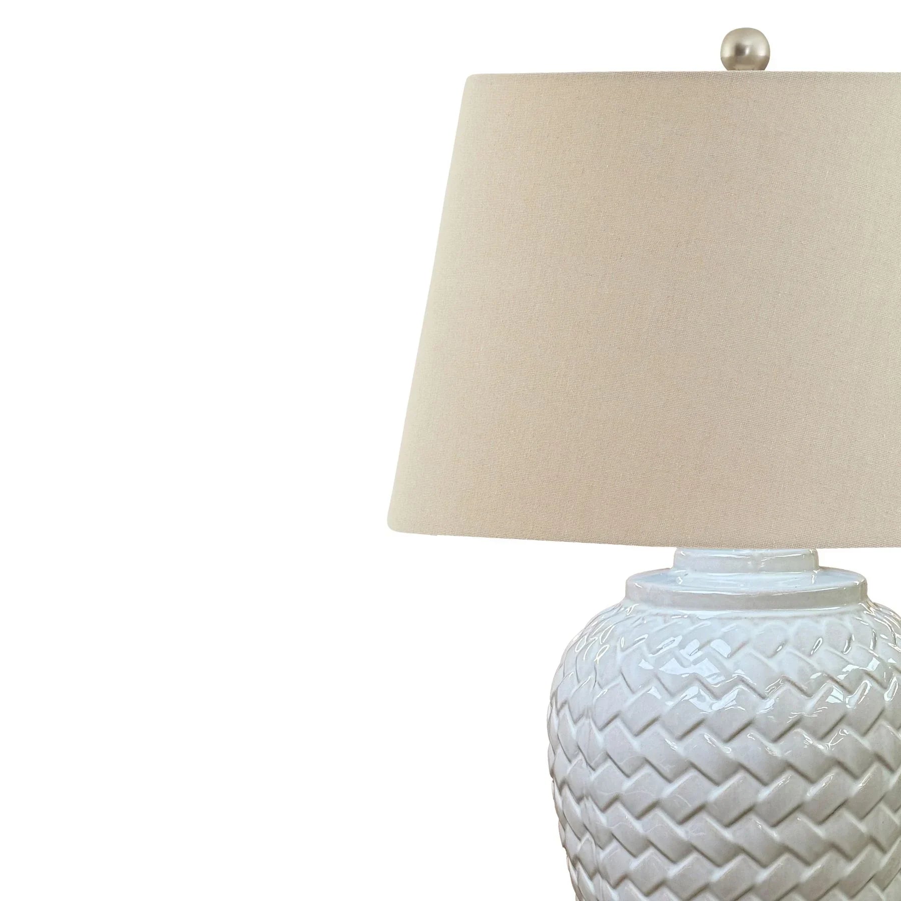 Large White Weave Ceramic Table Lamp - LightingLighting - Lulu Loves Home