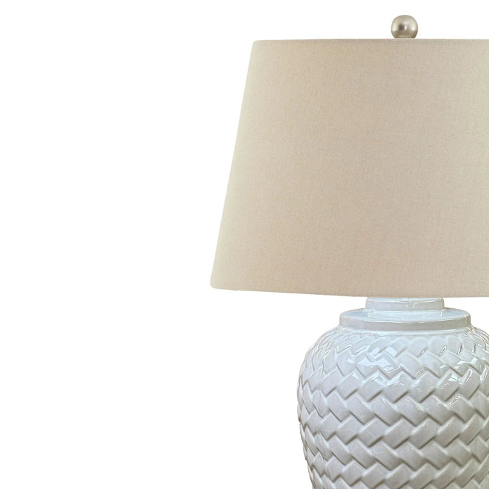 Large White Weave Ceramic Table Lamp - LightingLighting - Lulu Loves Home