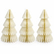 Full set of three identical winter white paper Christmas trees on a white background.