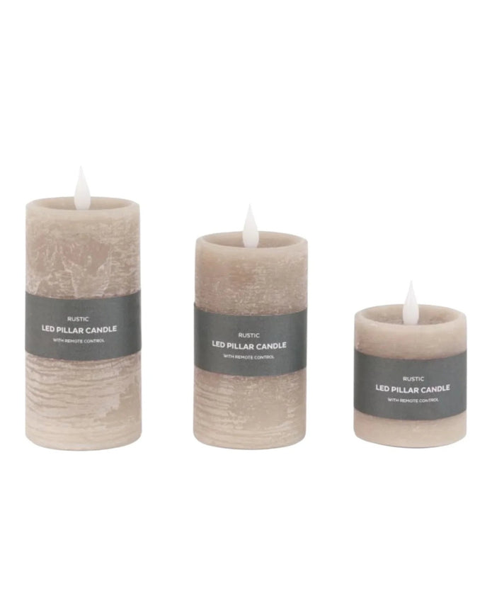 LED Battery Light Up Candle Rustic Beige (Set of 3) - CandlesCandles - Lulu Loves Home