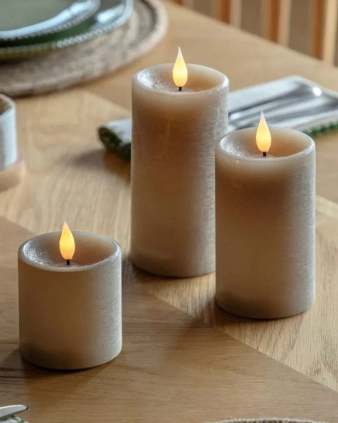 LED Battery Light Up Candle Rustic Beige (Set of 3) - CandlesCandles - Lulu Loves Home