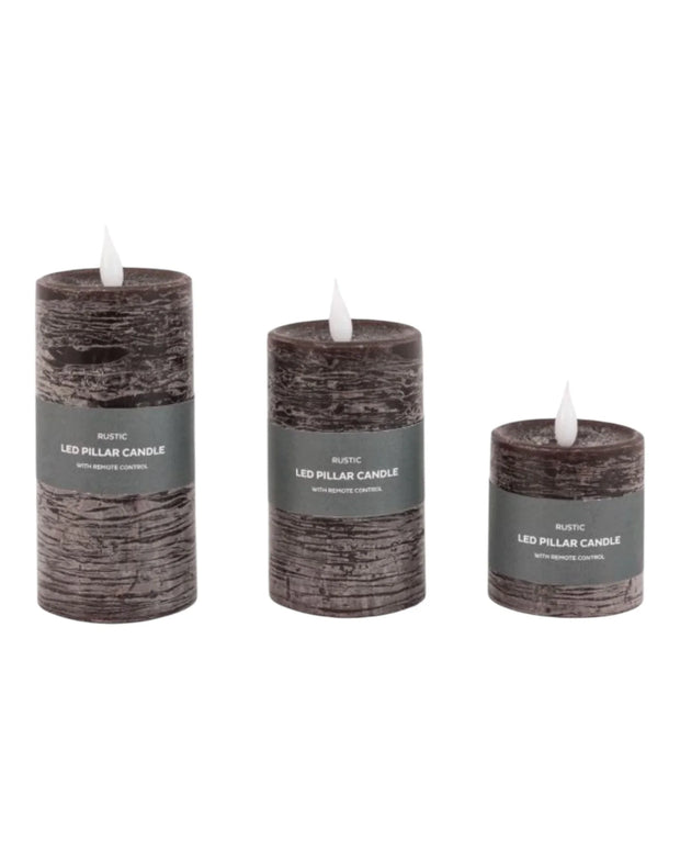 LED Battery Light Up Candle Rustic Chocolate Brown (Set of 3) - CandlesCandles - Lulu Loves Home
