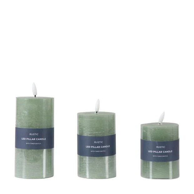 LED Battery Light Up Candle Rustic Sage Green (Set of 3) - CandlesCandles - Lulu Loves Home