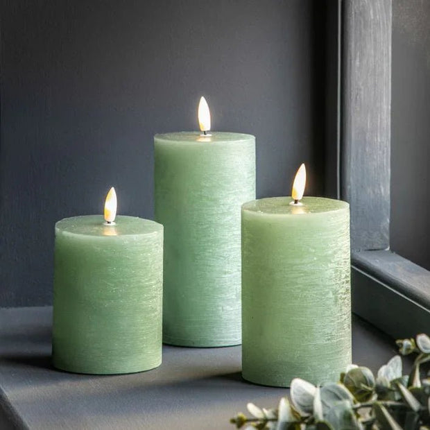 LED Battery Light Up Candle Rustic Sage Green (Set of 3) - CandlesCandles - Lulu Loves Home