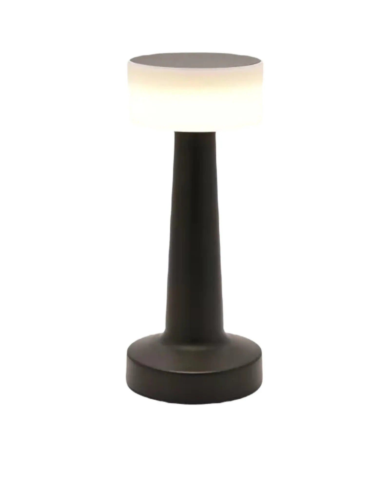 LED Light Up Black Touch Lamp With Flat White Glass Shade - LightingLighting - Lulu Loves Home