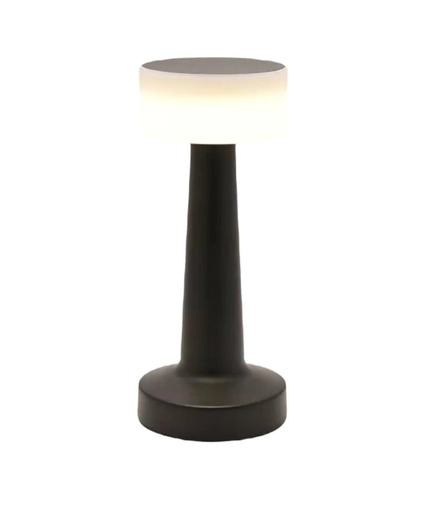 LED Light Up Black Touch Lamp With Flat White Glass Shade - LightingLighting - Lulu Loves Home