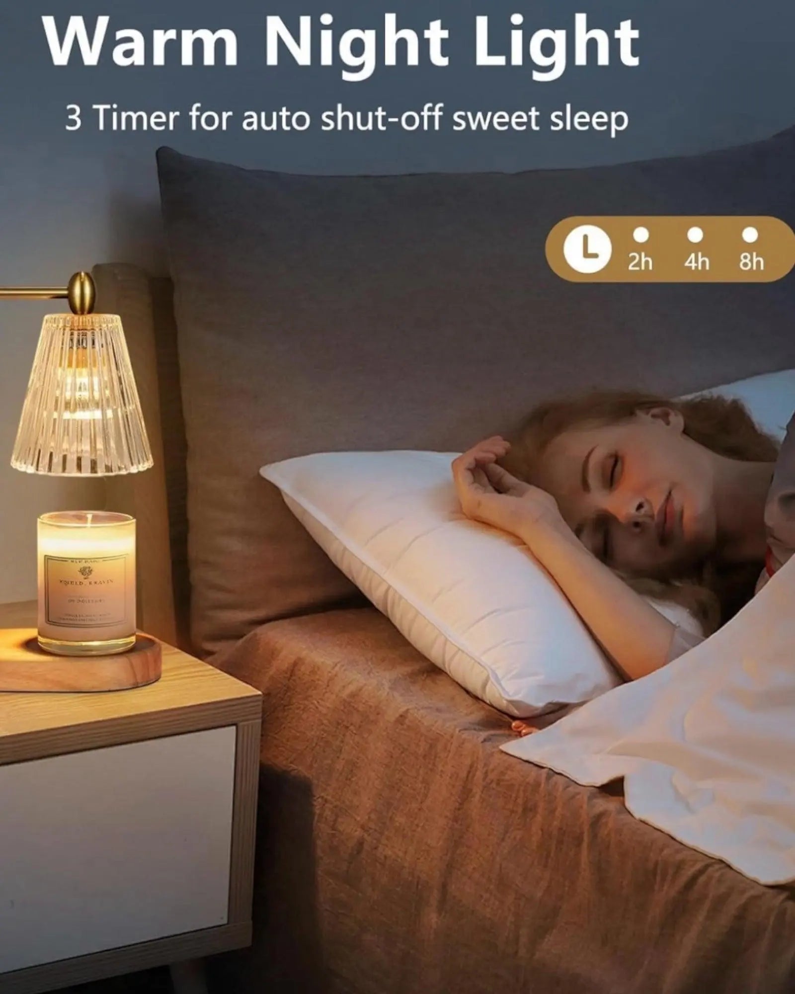 LED White Candle Warmer Lamp With Glass Ribbed Shade - LightingLighting - Lulu Loves Home