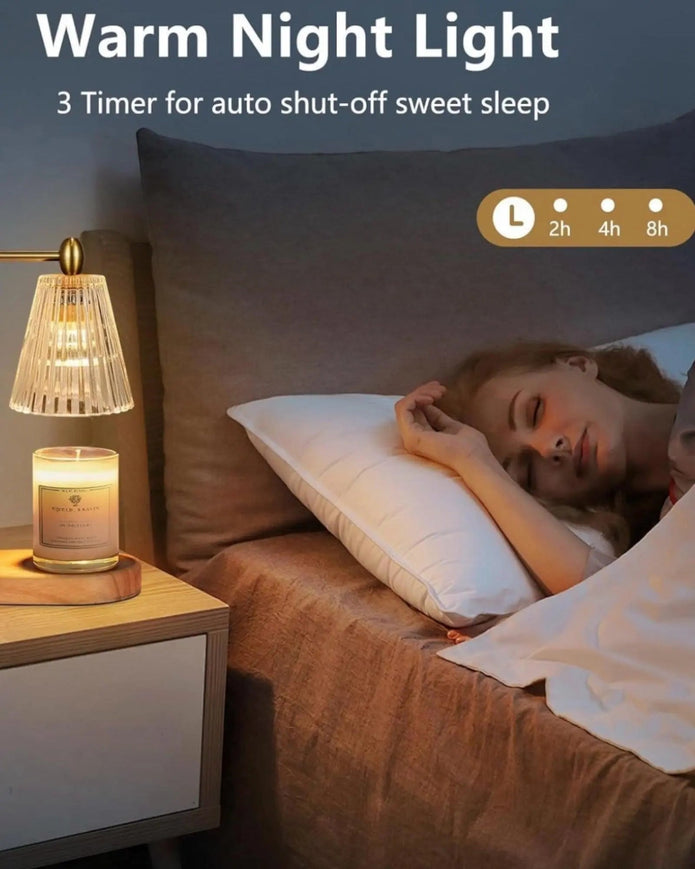 LED White Candle Warmer Lamp With Glass Ribbed Shade - LightingLighting - Lulu Loves Home