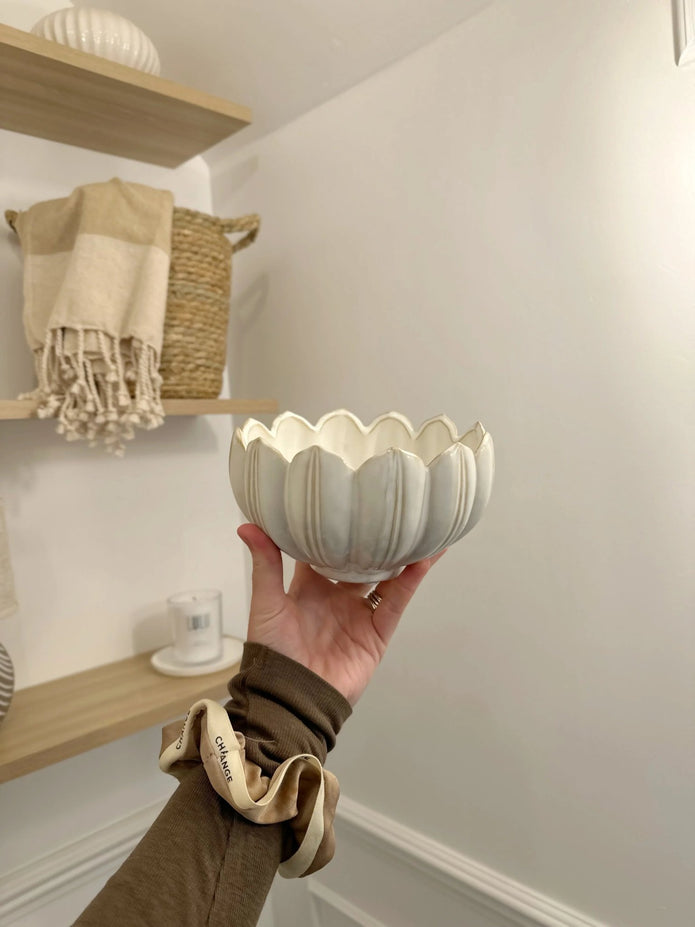 Leslie White Ceramic Planter Bowl - Home DecorHome Decor - Lulu Loves Home