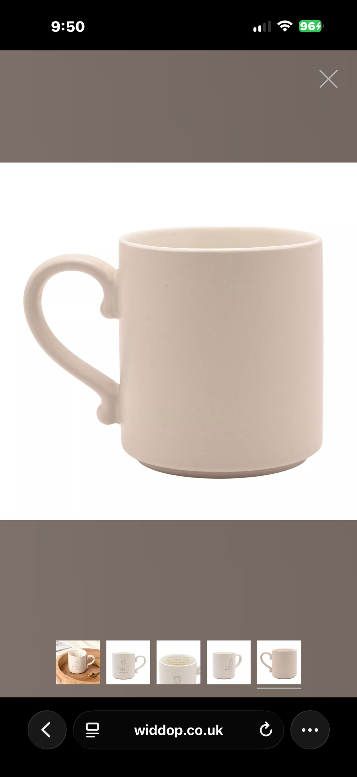 Widdop & Co Beige Moments Mug Happy Home neutral ceramic coffee cup