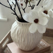 Hill Interiors artificial white magnolia branch stem with realistic blossoms and green leaves