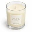 Heaven Scent Lime, Basil & Mandarin Medium Candle, close-up of cream wax and the unlit wick